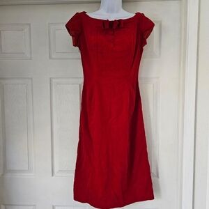 Vintage 1950s velvet velour red gothic coquette midi dress
